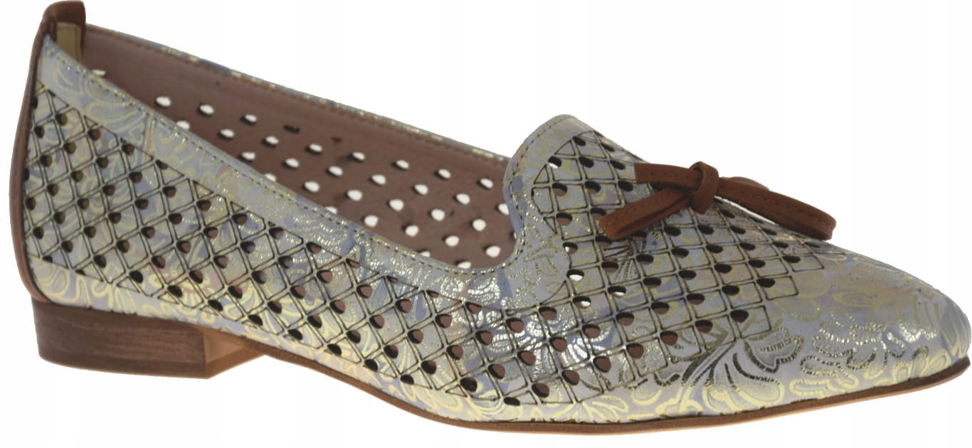 Zlaté Baleríny Lewski 2979 Elegantní, Pohodlné, Ažurové, Vyprané, Sleva R39