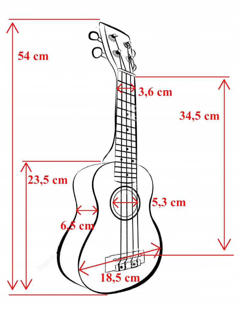 MAHONIOWE UKULELE SOPRANOWE + AKCESORIA Liczba progów 15