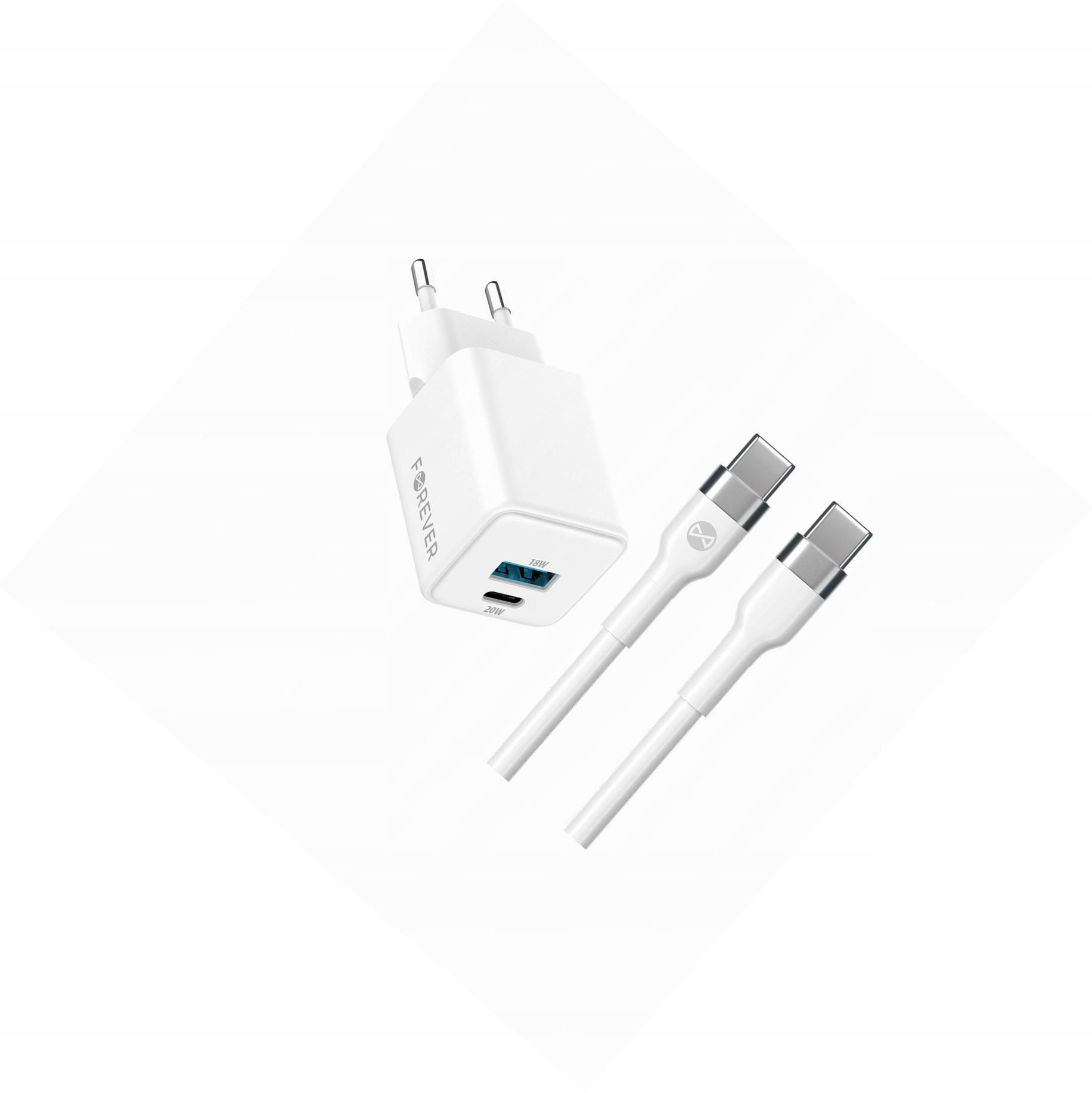 Szybka ładowarka GaN 20W 2 wejścia Usb i Usb-c z kablem do Samsung A22 4G