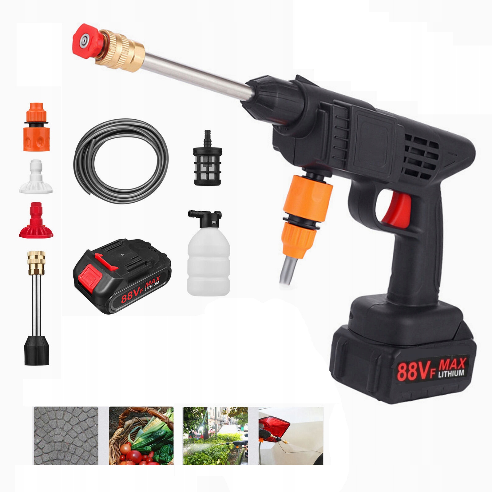 21V Mocna Myjka Ciśnieniowa Akumulatorowa Bezprzewodowa +2AKU