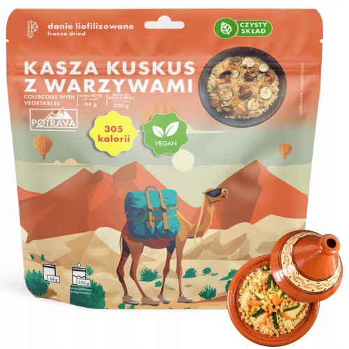 Jedzenie liofilizowane Potrava Danie Kasza kuskus z warzywami 350g 64g