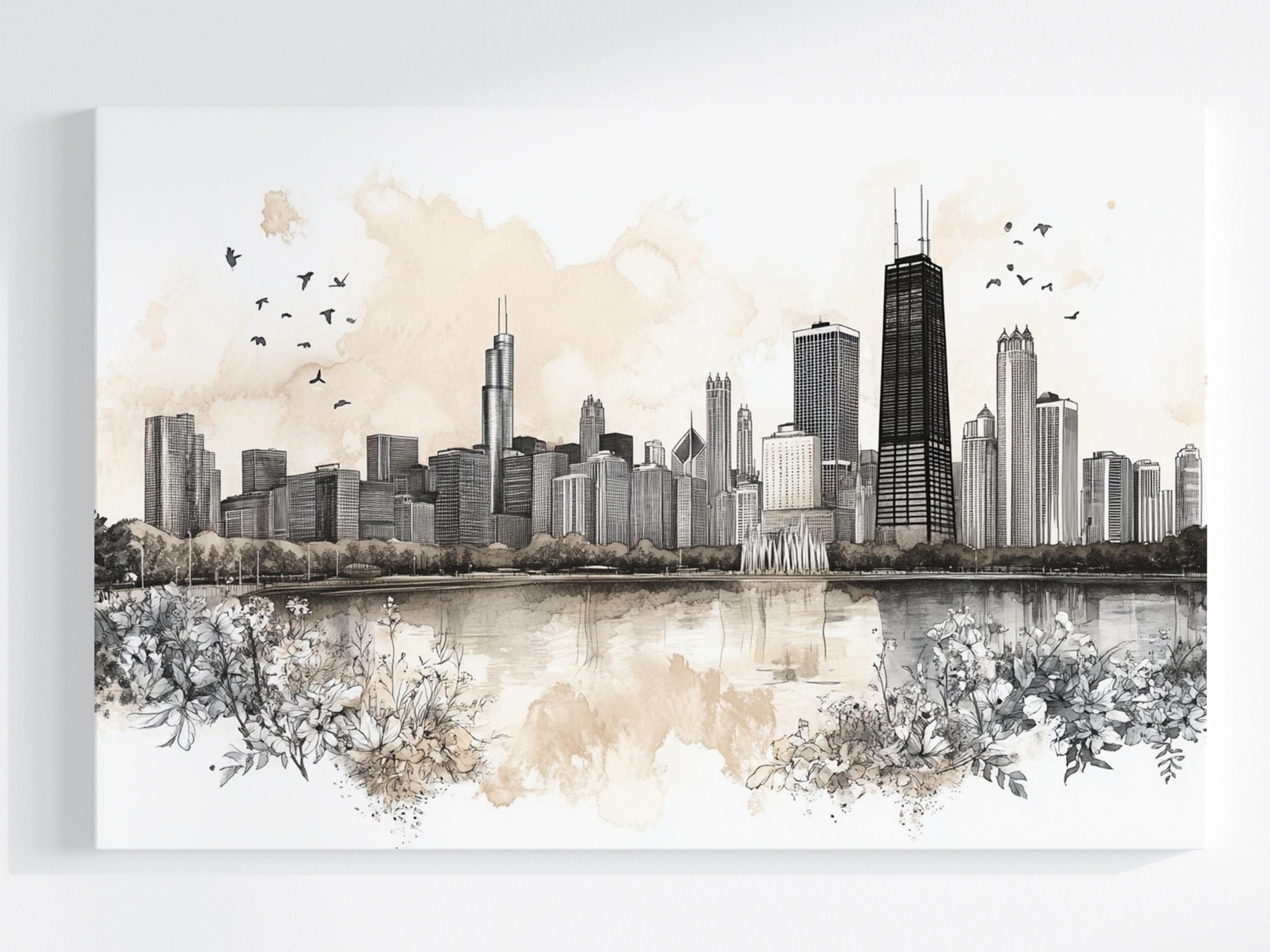 Obraz Na Plátně Canvas Město Panorama Chicago Willis Tower Skica 120x80