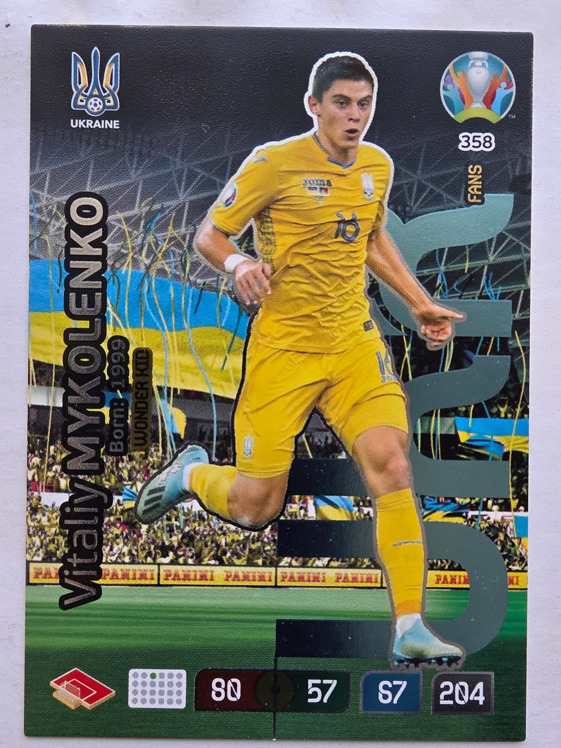 2020 Panini Euro Vitaliy Mykolenko Wonder Kid Ukraina Nr 358 /o