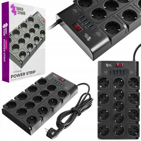 Napájacia lišta 13xAC 4xUSB 2xUSB-C