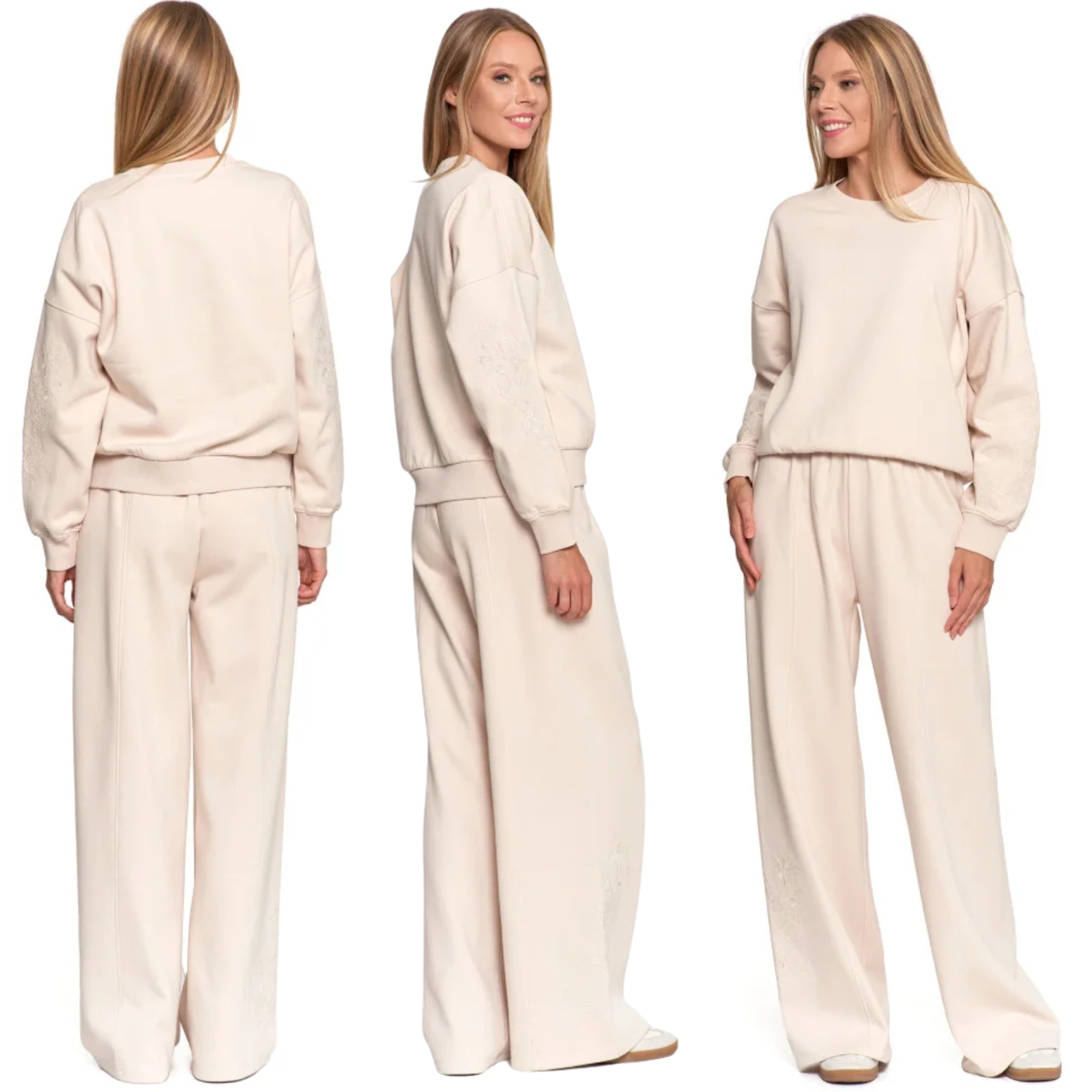 Zestaw Dresowy Damski Bluza Spodnie Komplet Ocieplany z Haftem Moraj M