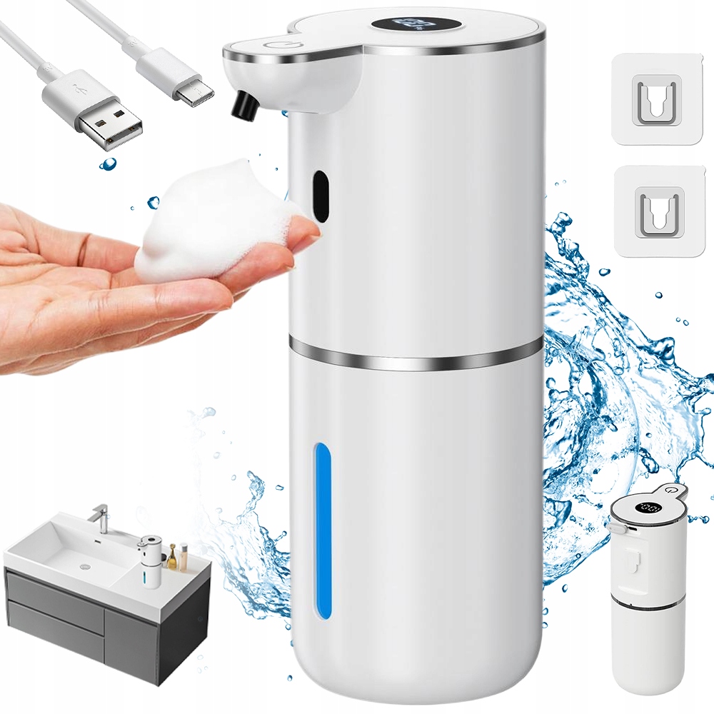 DOZOWNIK AUTOMATYCZNY MYDŁO PŁYN 380ML 6 POZIOMÓW DOZOWANIA WYŚWIETLACZ LCD