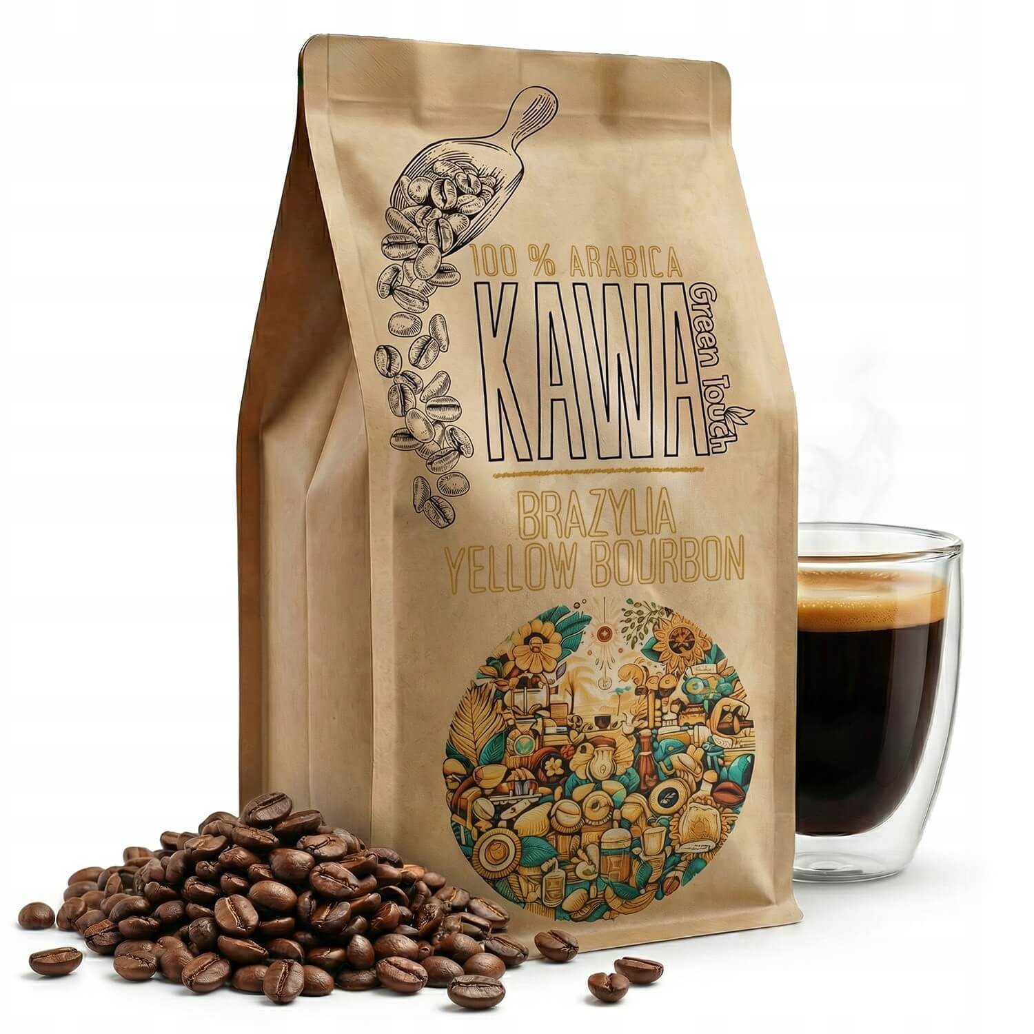 Levně Káva zrnková Brazílie Yellow Bourbon 100% arabica 1 kg Green Touch