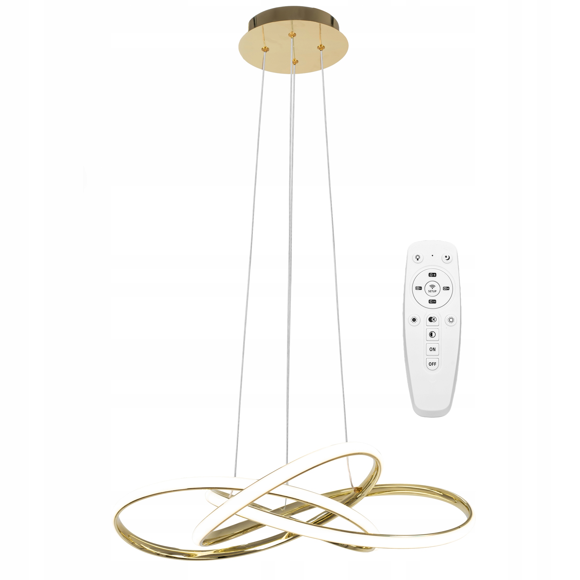 Led Závěsná Lampa Ring Zlatá S Dálkovým Ovládáním, Stropní Prstencová, Moderní
