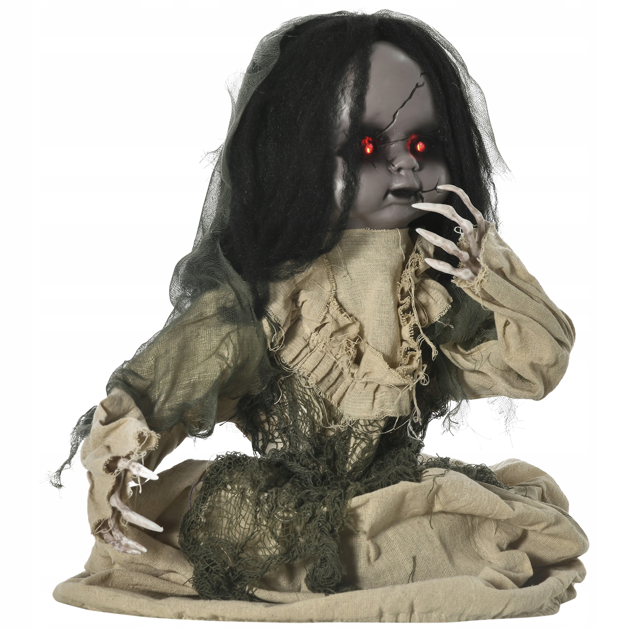 Halloweenská dekorácia Bábika Duch so špeciálnymi efektmi a zvukom