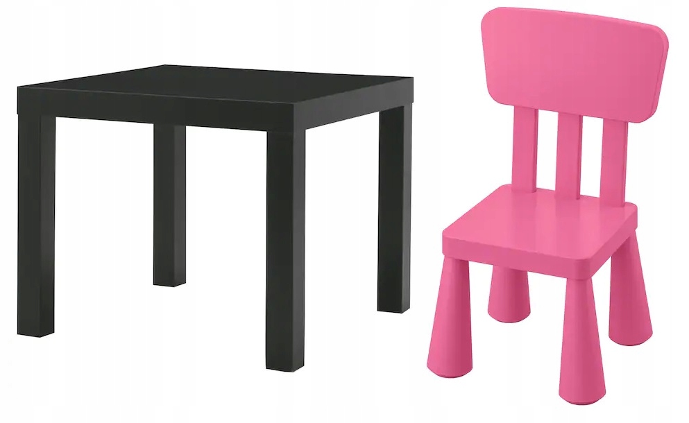 IKEA ZESTAW STOLIK LACK + KRZESEŁKO MAMMUT róż