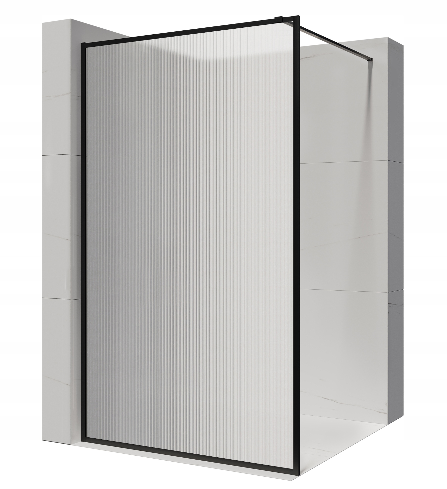 VELDMAN ŚCIANKA PRYSZNICOWA RYFLOWANA CZARNA RAMA MADRYT 110 CM 8 MM