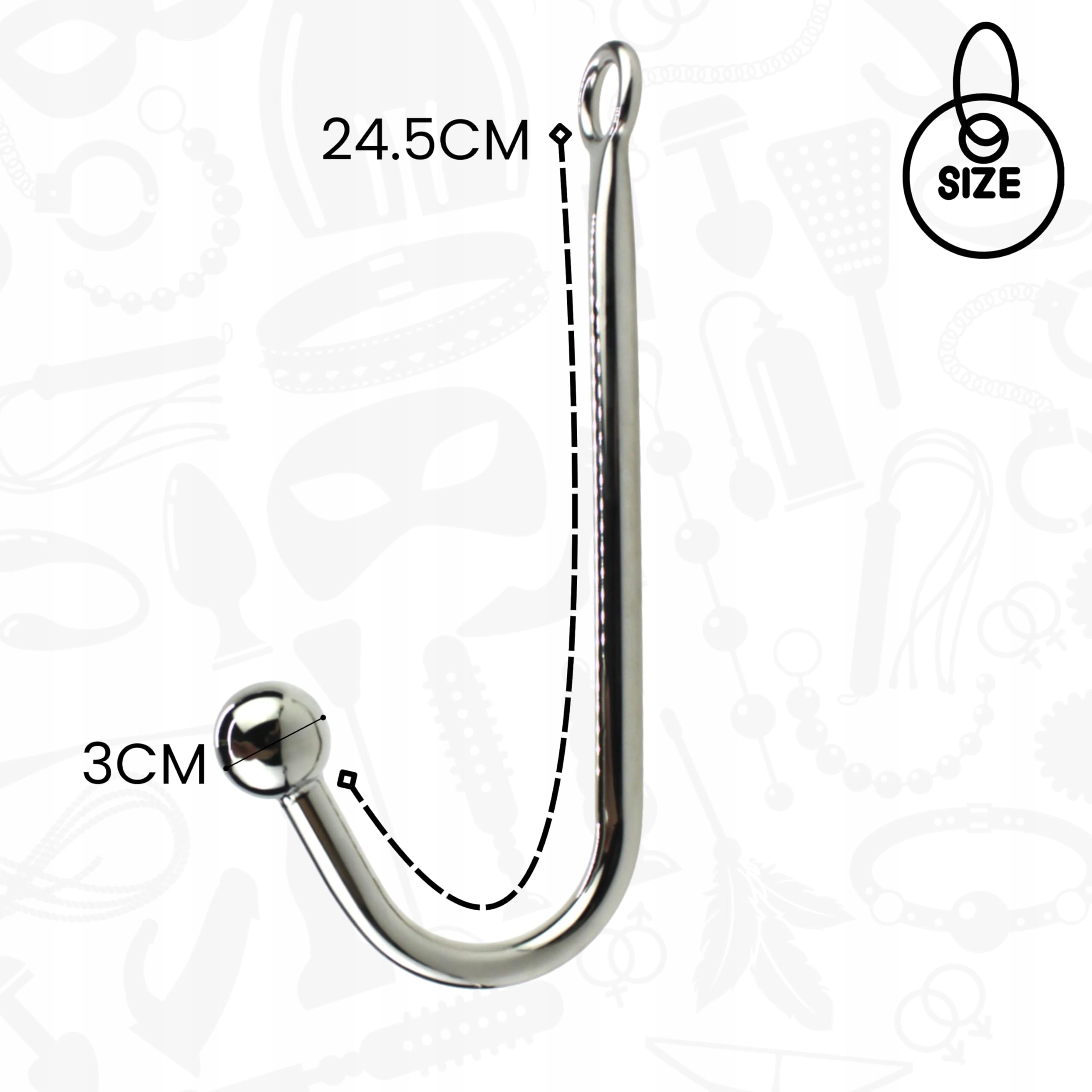 FOPS Hak Analny 3cm Koraliki Analkugeln BDSM Zabawki Metalowy Plug 24,5cm — miniatura 2