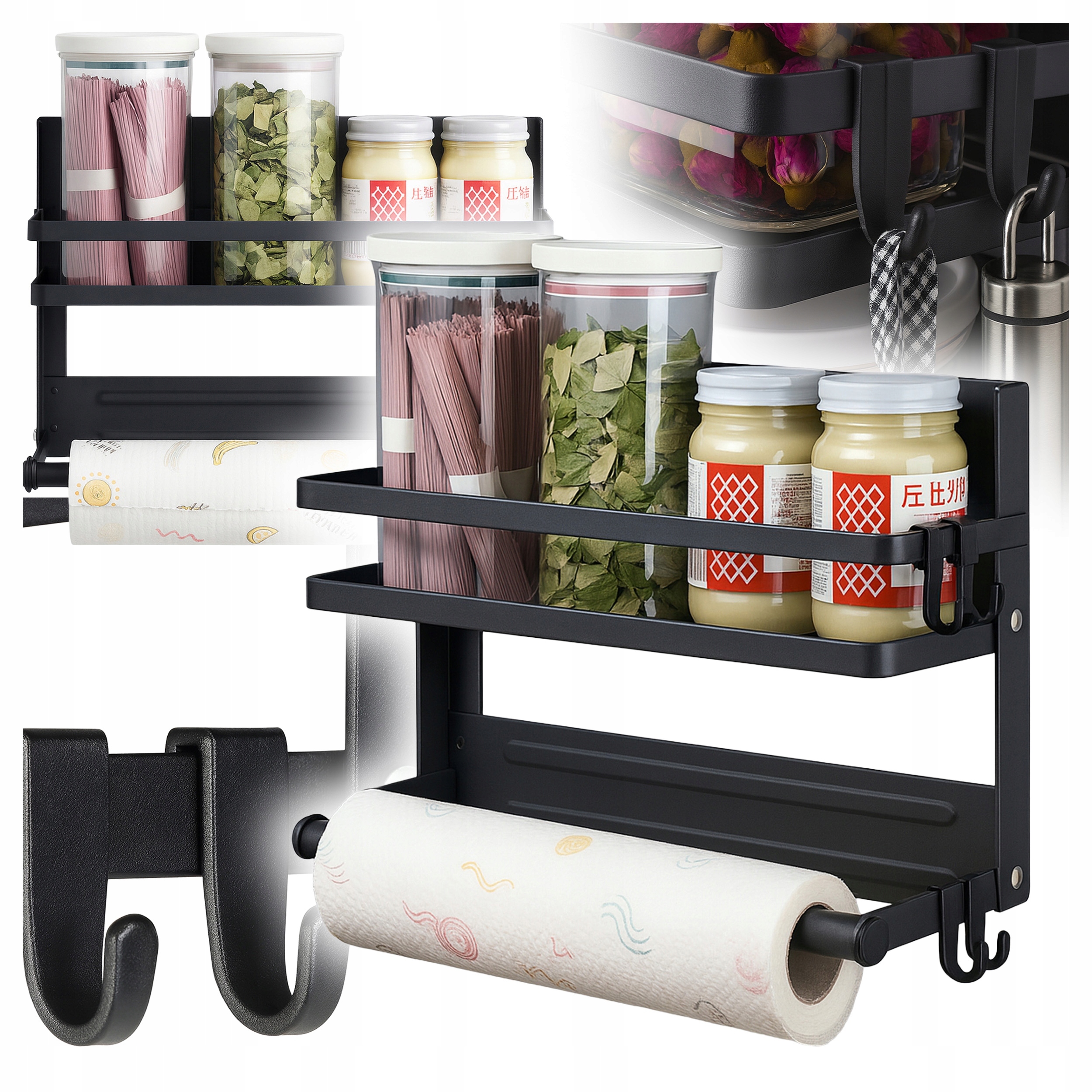 ORGANIZER KUCHENNY ŚCIENNY MAGNETYCZNY PÓŁKA WIESZAK NA Papier Przyprawy