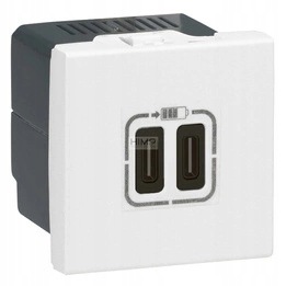 Nabíjecí zásuvka 2x Usb-c 3A 2M bílá Mosaic Legrand 077590