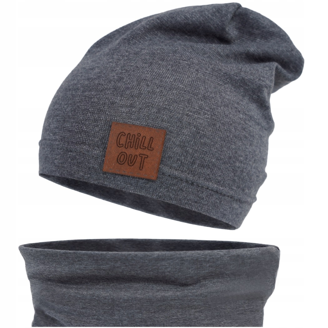 

Szary Komplet czapka komin 50-56 Chill jesień