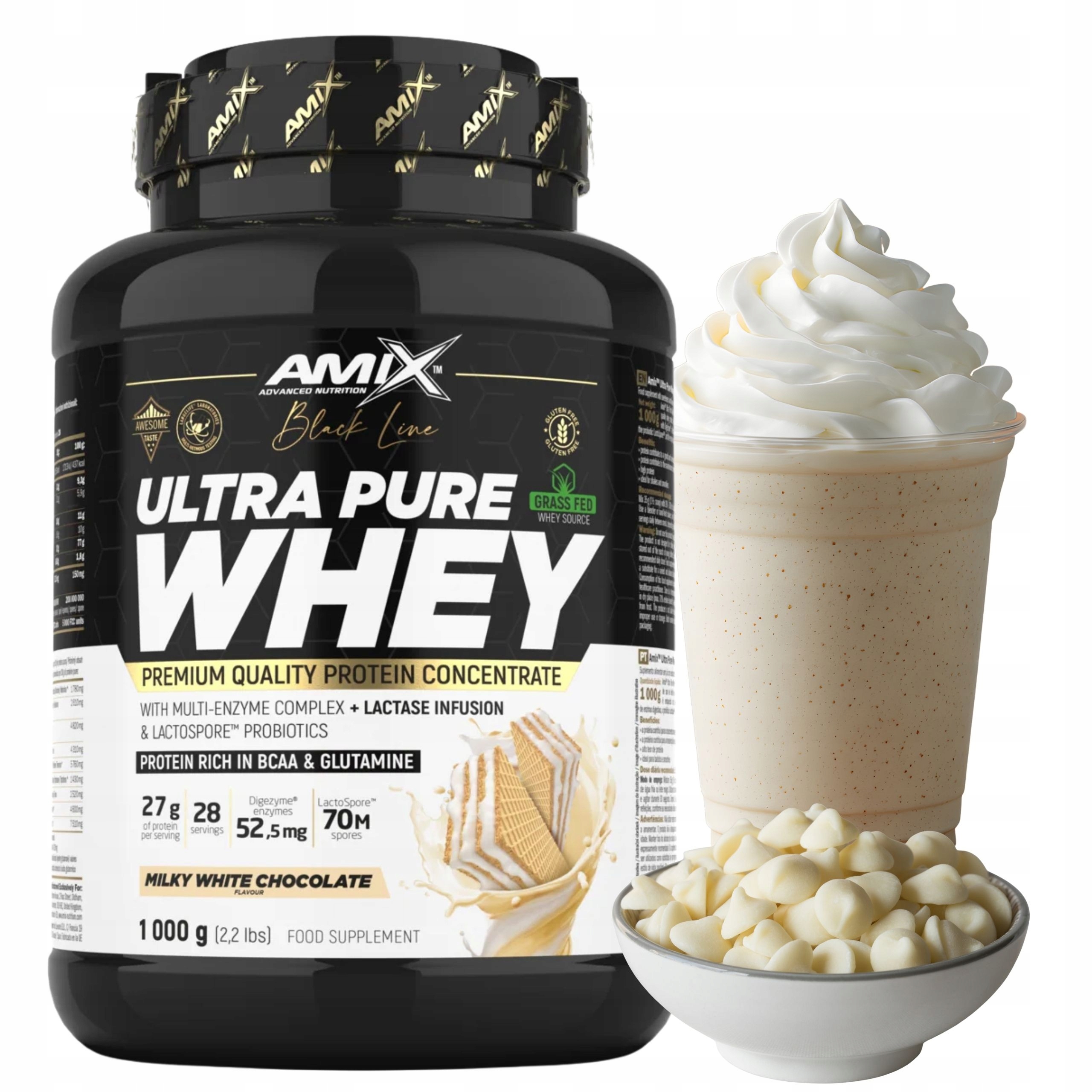Wpc protein Amix Ultra Pure Whey Bílá Čokoláda Protein 1000 g