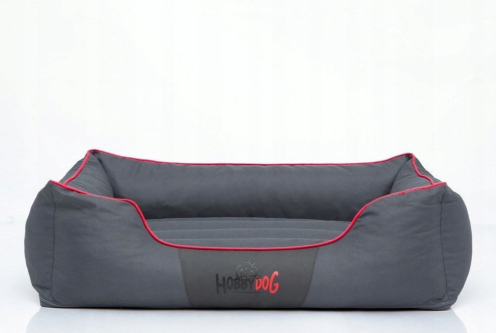 Levně Hobby Dog Pelíšek pro psa Comfort šedý s červeným lemem L 65 x 50 cm