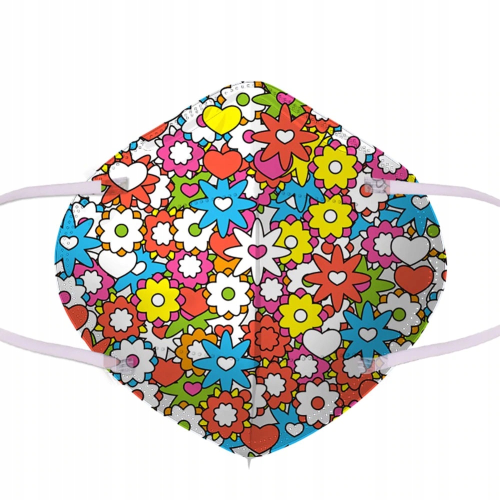 MASKA KN95 OCHRONNA 4 warstwowa KWIATKI wzór