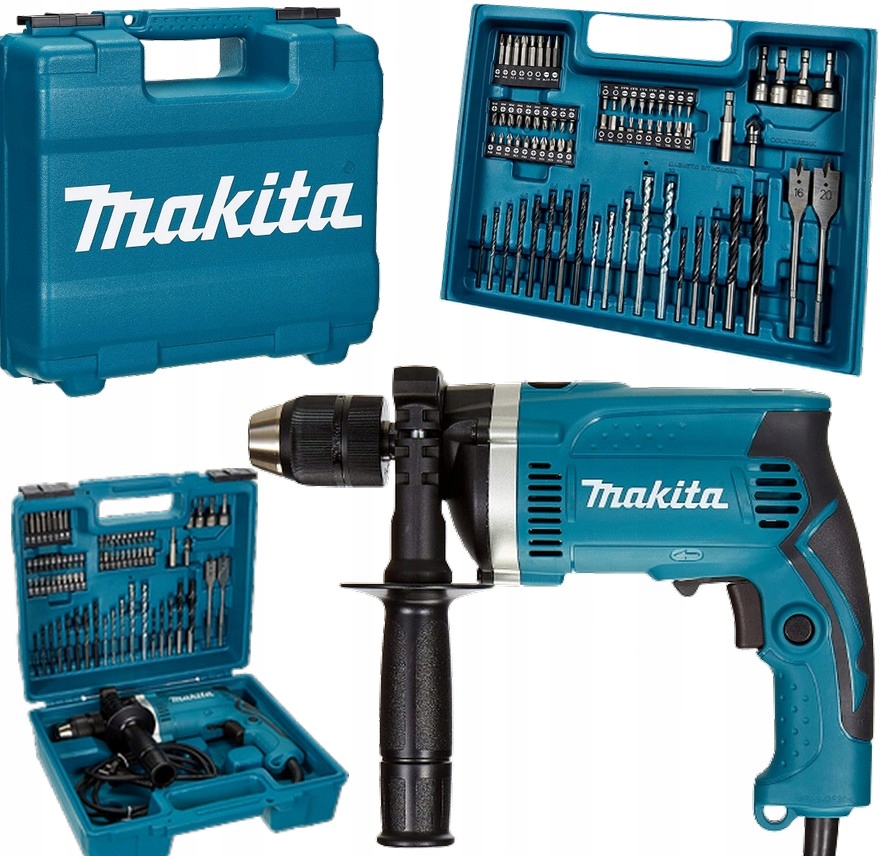 

Wiertarka 2w1 Makita udarowa HP1631KX3 i zest 74el