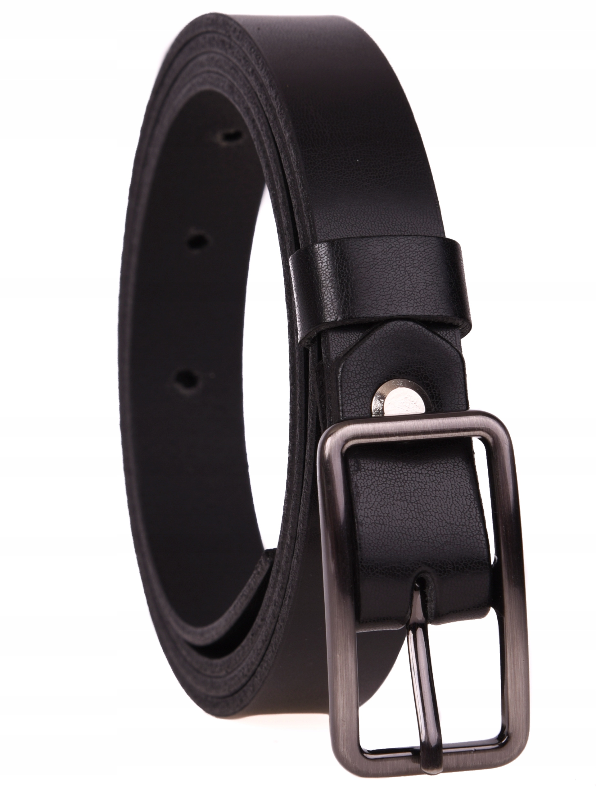 

Skórzany Pasek damski 2cm Czarny Nowoczesny