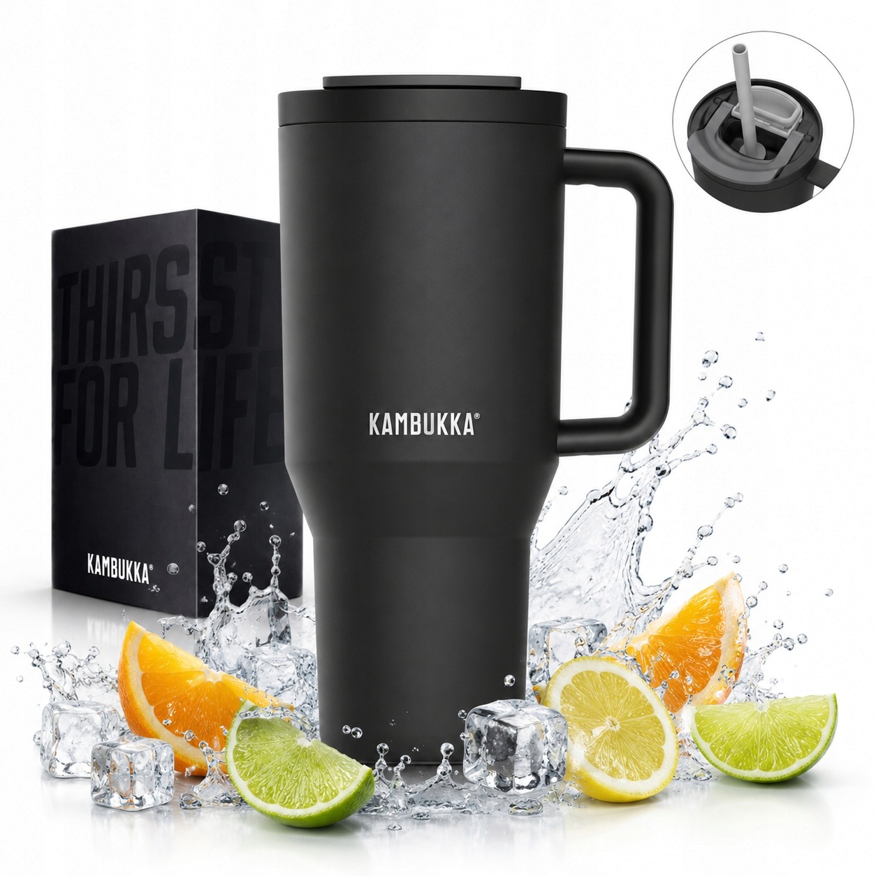 Termohrnek s brčkem, termoláhev Kambukka Rio 950 ml Night Rider
