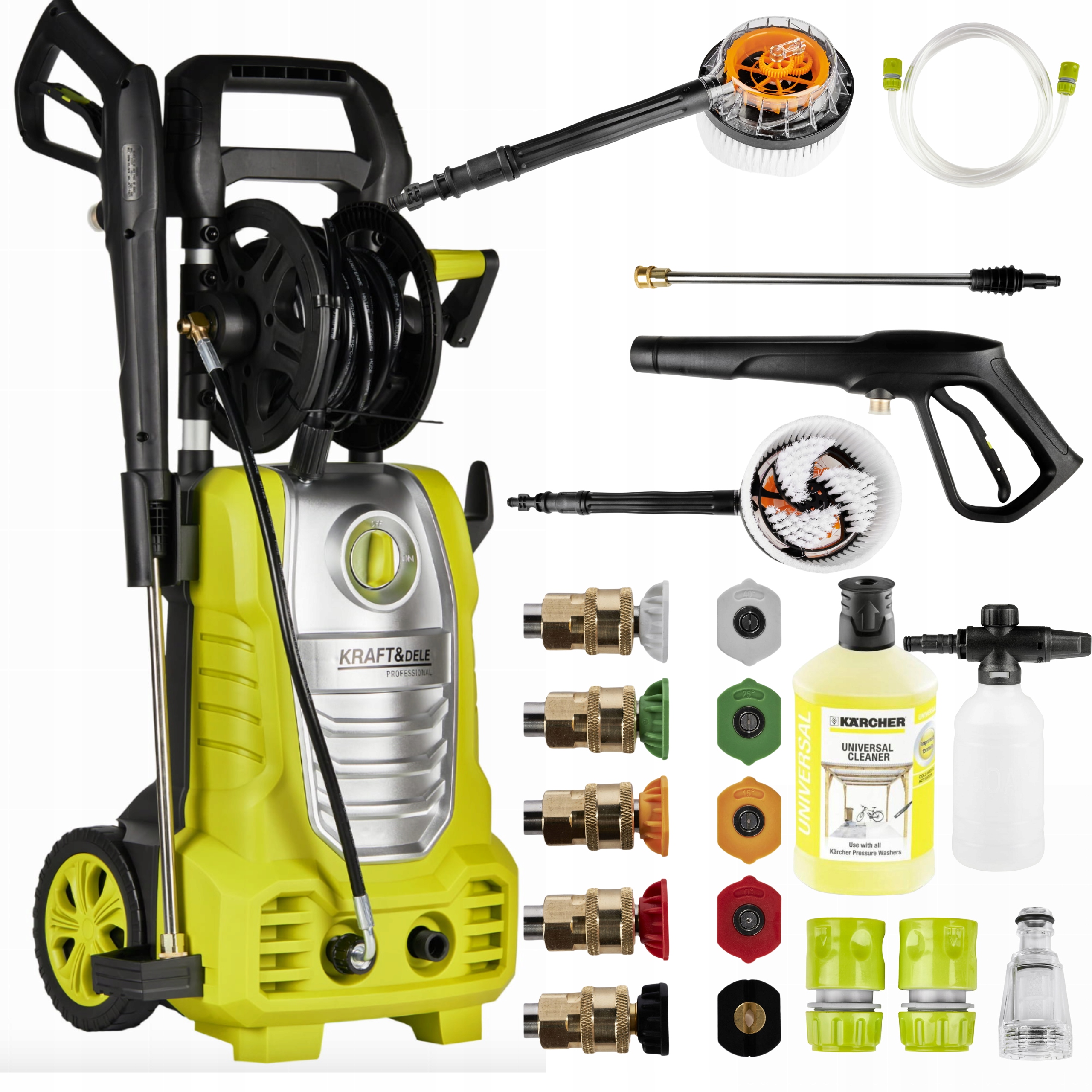 SAMOSSĄCA MYJKA CIŚNIENIOWA 280 BAR MOCNA POMPA ZESTAW 3000W + PŁYN KARCHER Długość węża 5 m