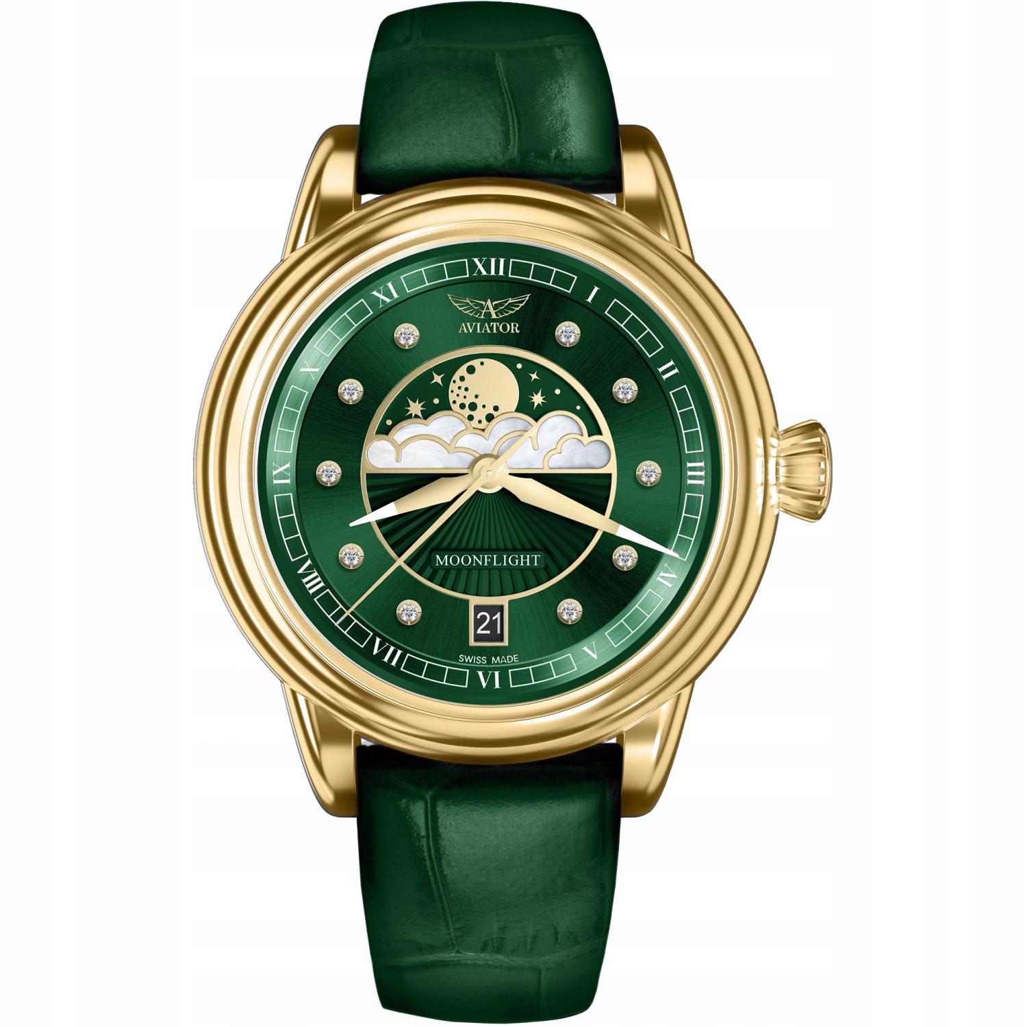 Dámské hodinky Aviator V.1.33.1.391.4 Pl zelené