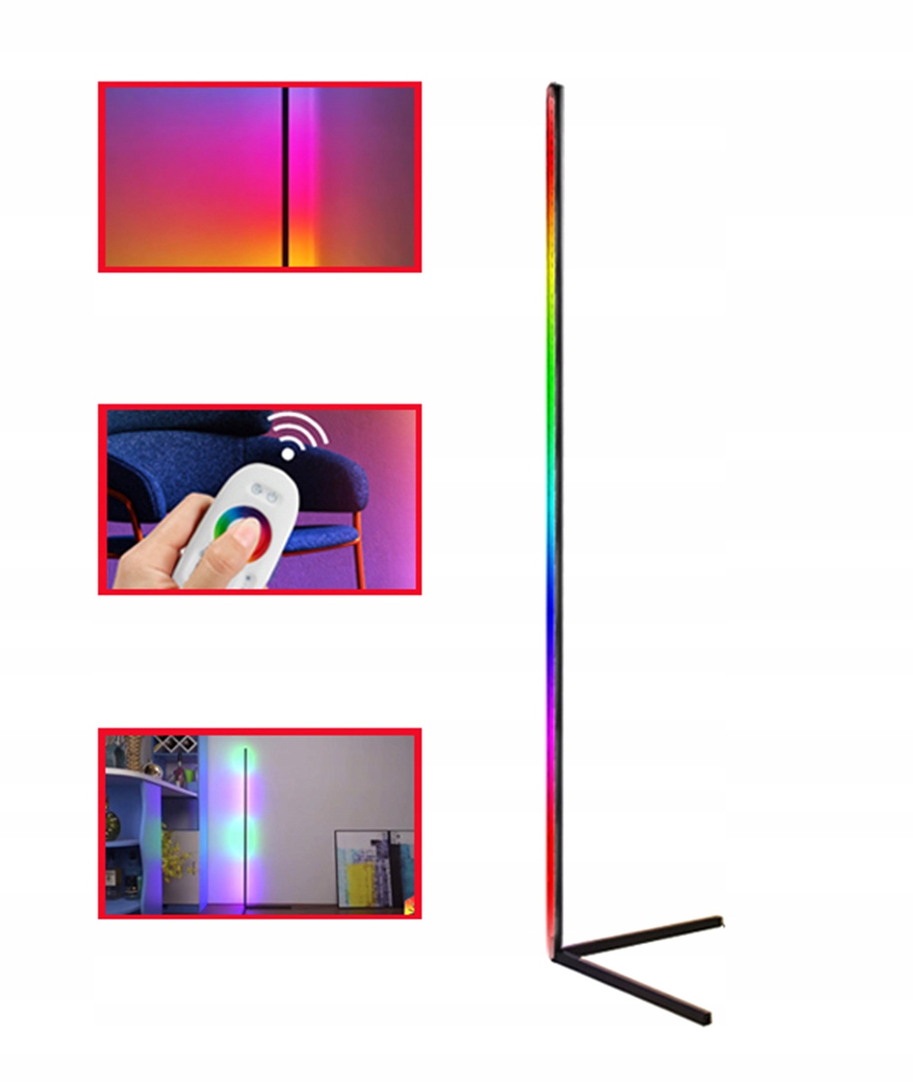 ВЕЛИКИЙ КУТОВИЙ ТОРШЕР СТОЇЧНИЙ LED RGB Дистанційне керування Вітальня Спальня Бренд Aptel