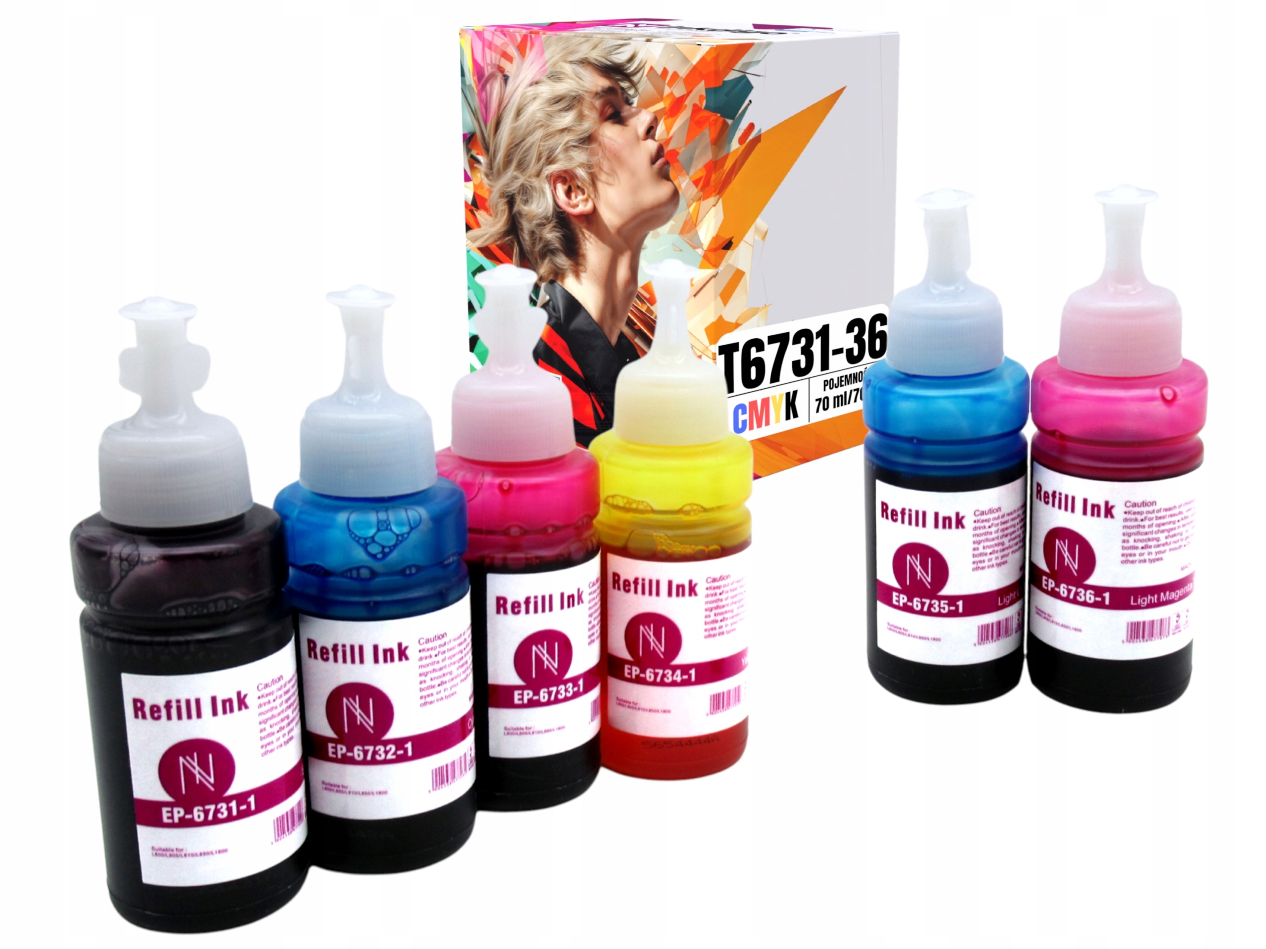 6x Tusz do T6731 673 L800 L805 L810 L850 L1800