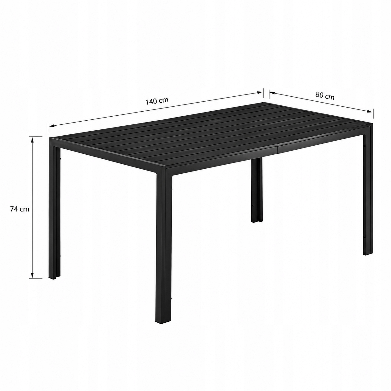 Zestaw Mebli Ogrodowych Aluminiowy Stół Polywood 140x80 + 6x Krzeseł