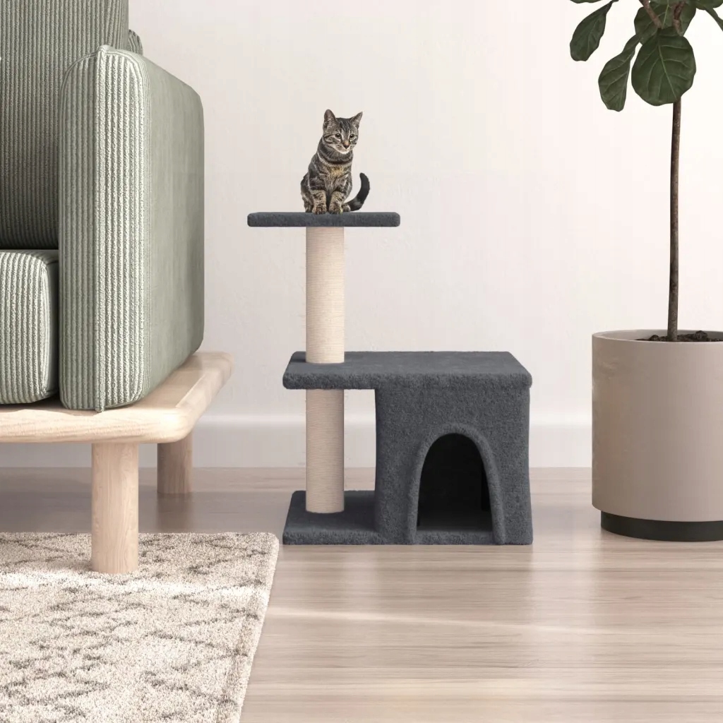 Levně Škrabadlo pro kočky se sisalovými sloupky tmavě šedé 48 cm
