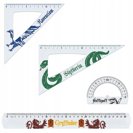Zestaw Geometryczny Szkolny Linijka Ekierka Kątomierz 4 szt. HARRY POTTER Bohater Harry Potter