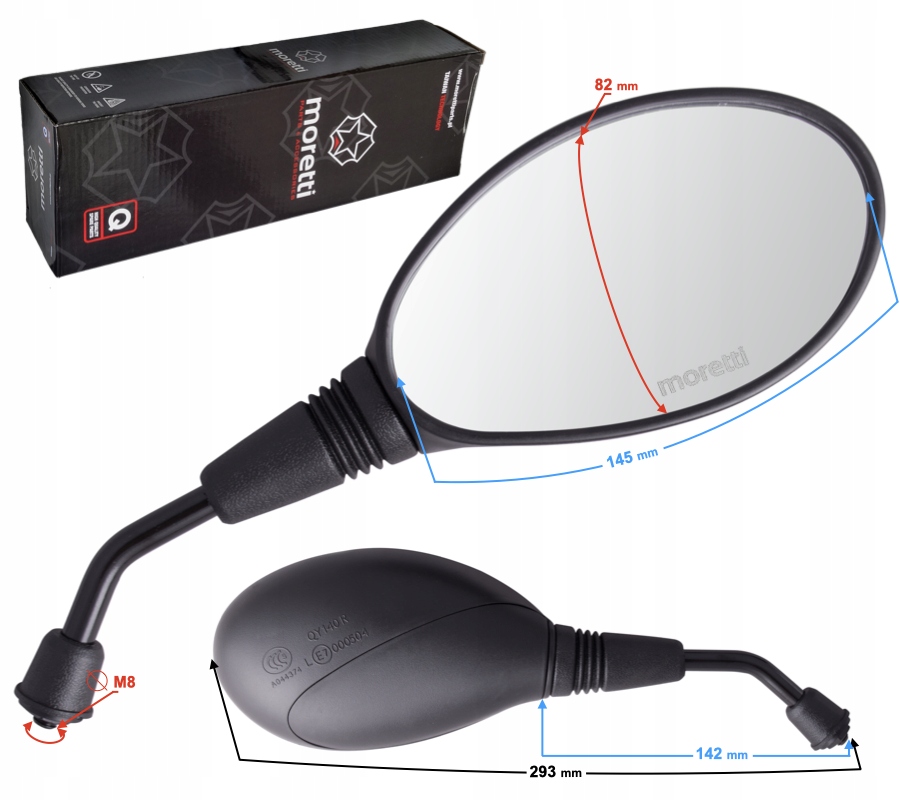 LUSTERKA R+L DO SKUTERA ORLANDO M8 Z HOMOLOGACJĄ