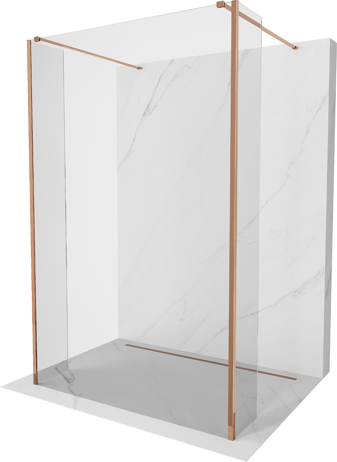 Ścianka szyba prysznicowa 180x30x30 Walk In Mexen Kioto 8 mm różowe złoto
