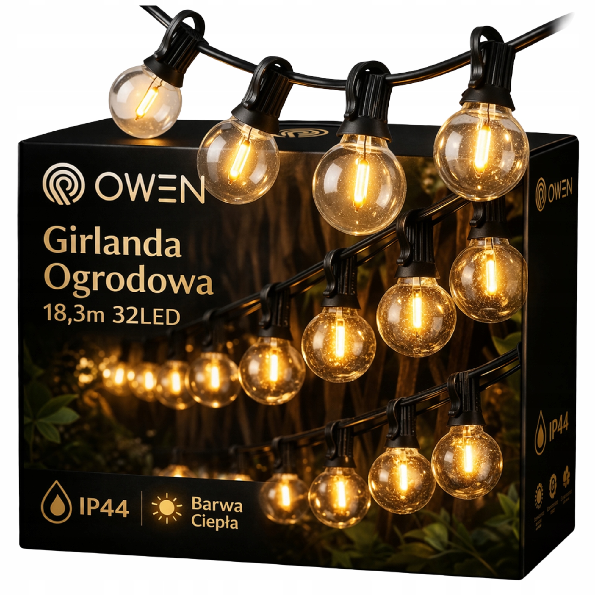 Led Světelná Girlanda Venkovní Zahradní Lampa 18 M 32 Žárovek Voděodolná