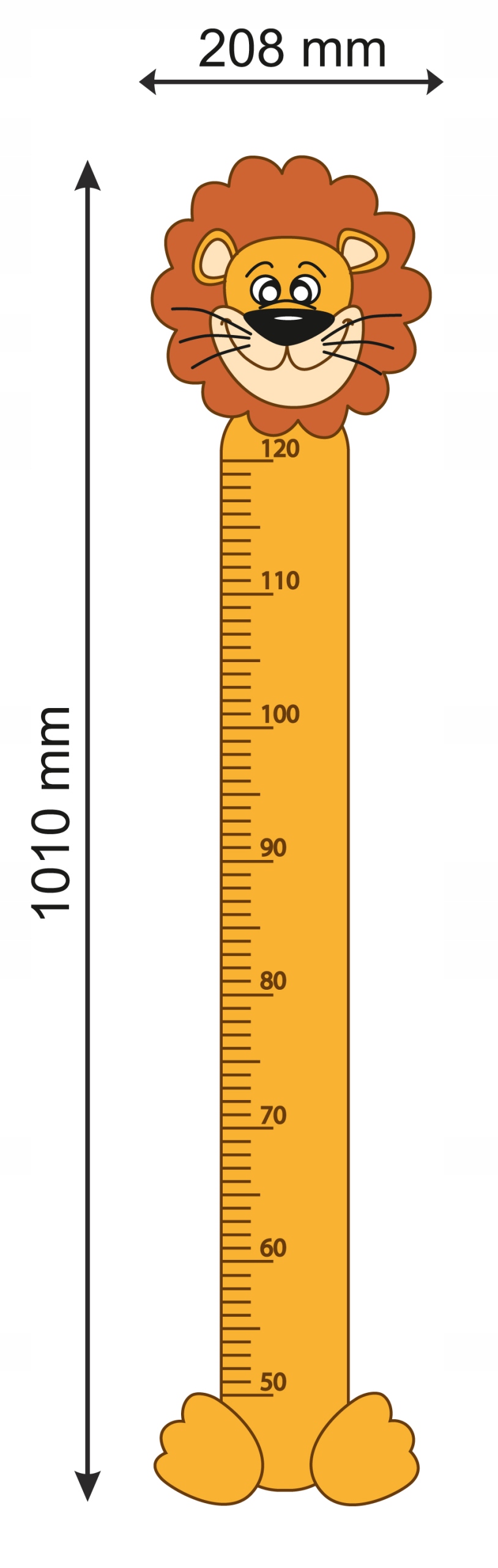 MIARKA wzrostu naklejka na ścianę LEW MAŁY Bohater / Bajka Inny