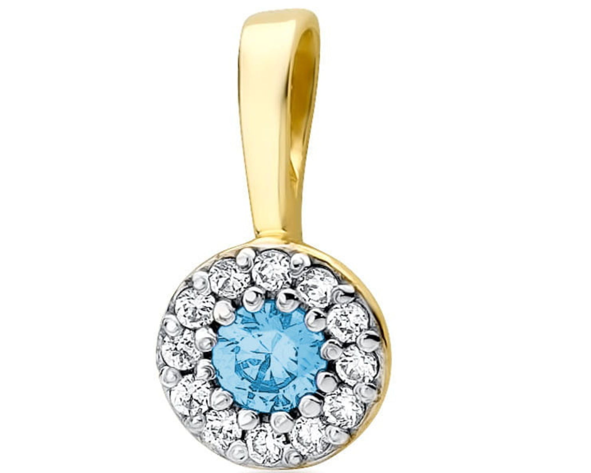 Zlatý Přívěsek Topaz Briliantový 585 Gravírování Kulatý