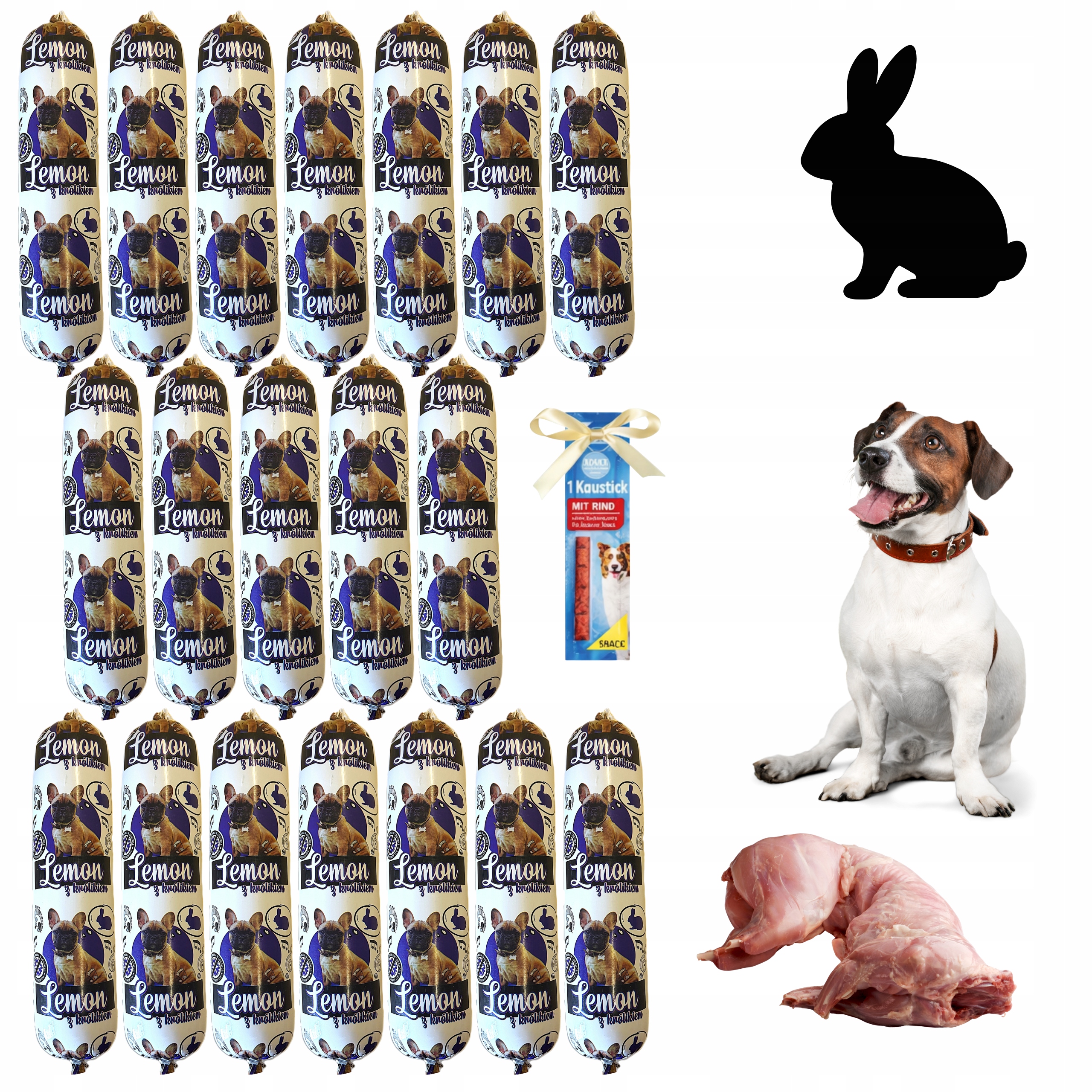 Levně Tyčinka pro psa s králíkem Lemon 19x1KG 90% krmivo bez chemie