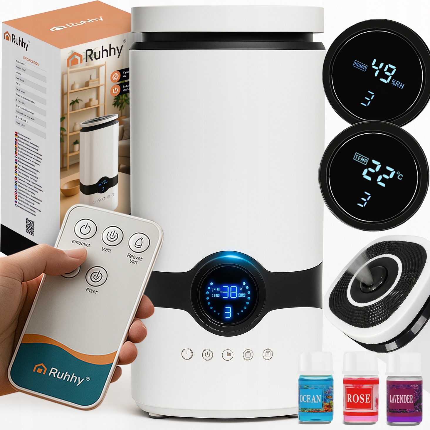 Zvlhčovač Vzduchu Ionizátor Aromaterapie Difuzér Časovač Pilot 3V1 Oleje