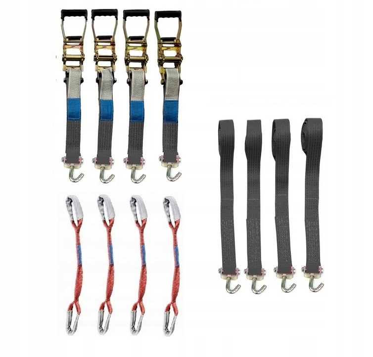 Sada pásů 3M 4T 50 mm s gumovou rukojetí, poutko 45 cm, otočné háky, černé