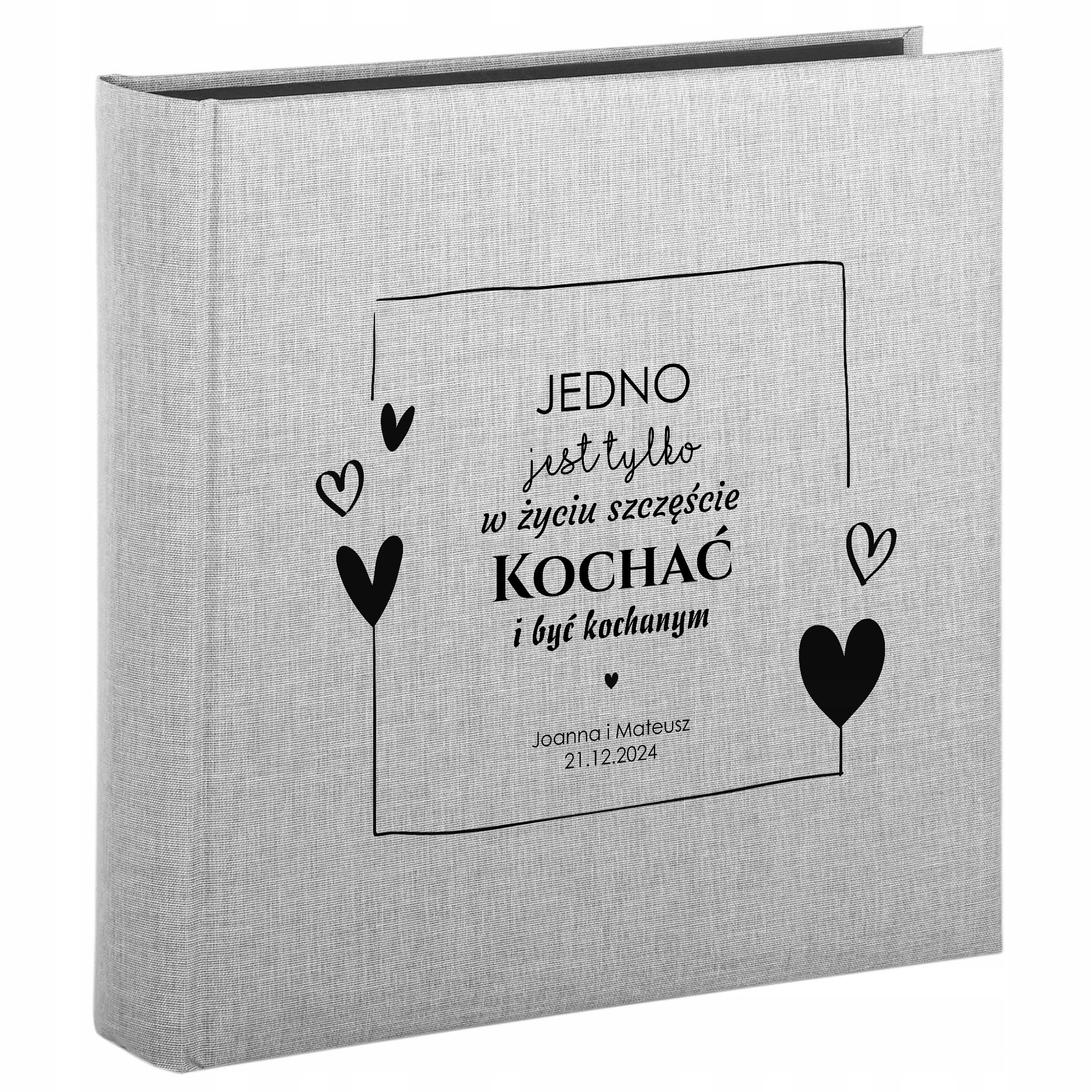 Lniany Album Zdjęcia wklejane Ślubny 50 kart Personalizowany nadruk Ślub