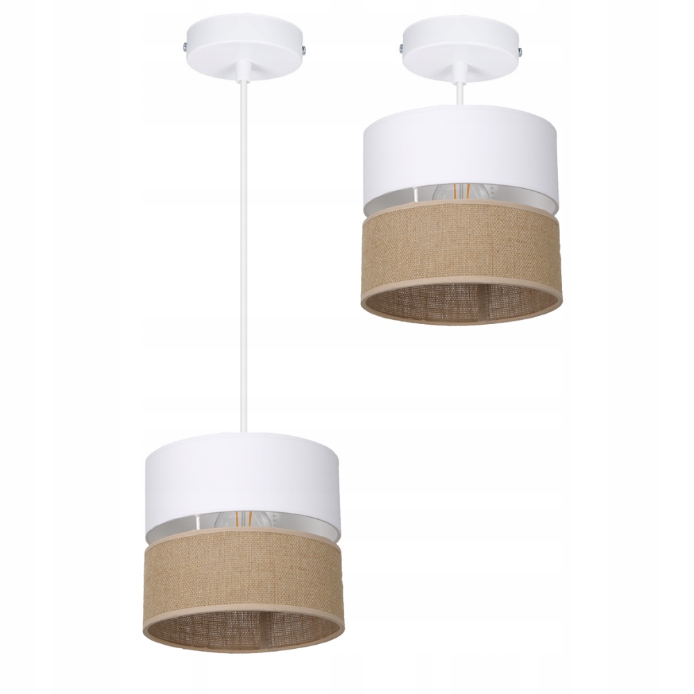 Závěsná Stropní Lampa Juta Boho Jutová Duo Pruhy E27