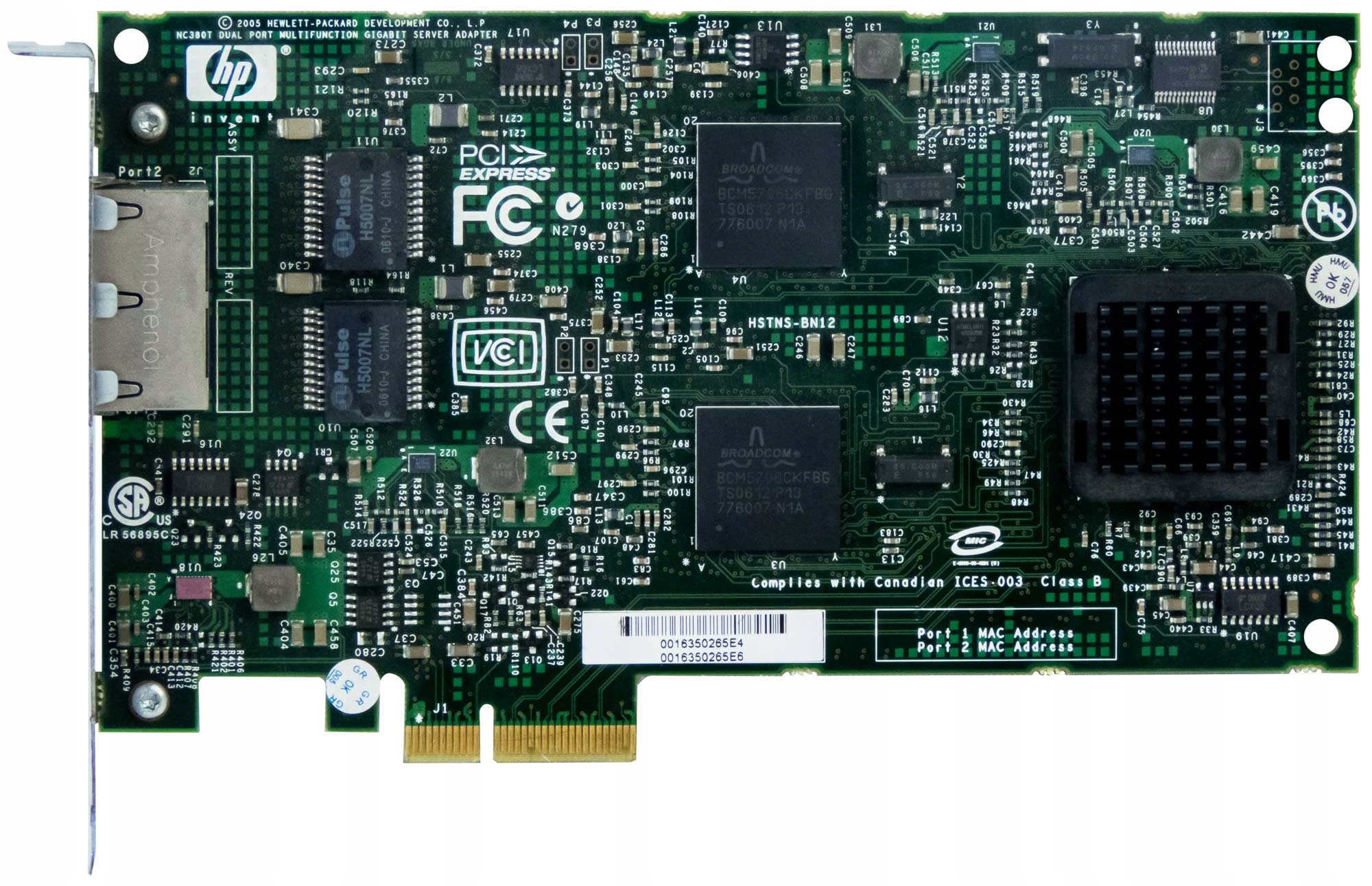 HP NC380T DUAL GIGABIT ETHERNET PCIe 374443-001
