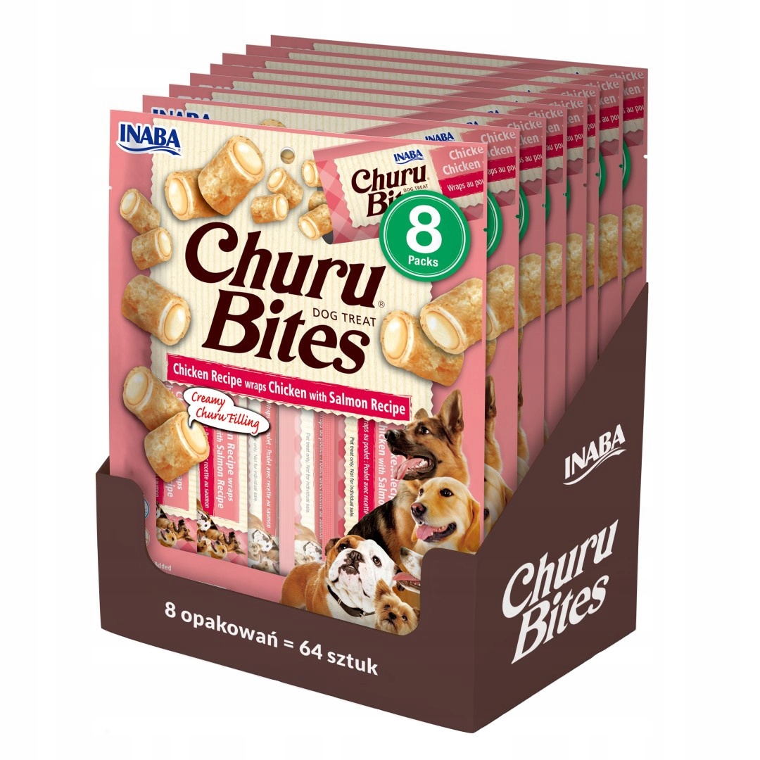 Levně Inaba Dog Churu Bites Chicken Wraps 8x96g psí pamlsek Kuřecí losos