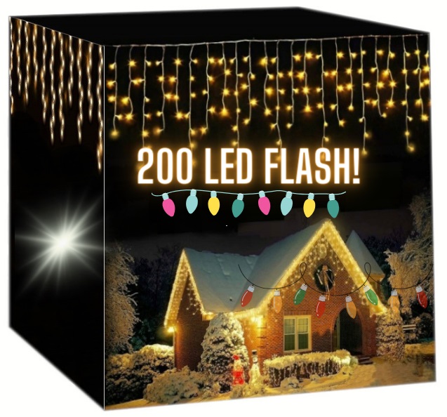 Světelný Závěs Venkovní Rampouchy 200 Led Lampy Flash Bílé Teplé