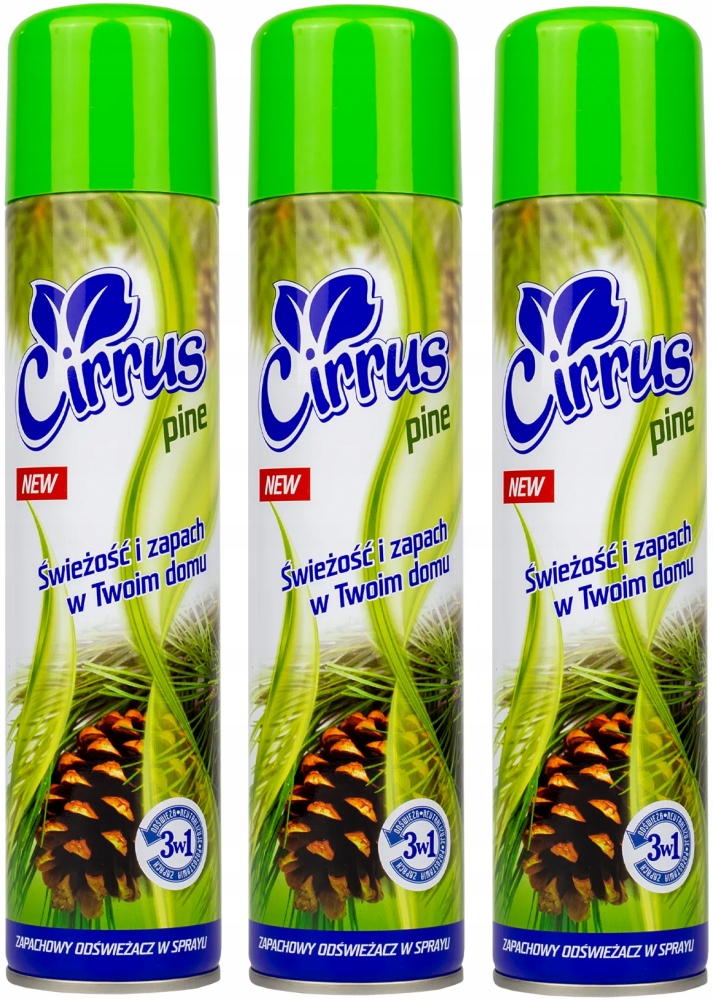 

Odświeżacz powietrza Cirrus leśny 300ml spray x3