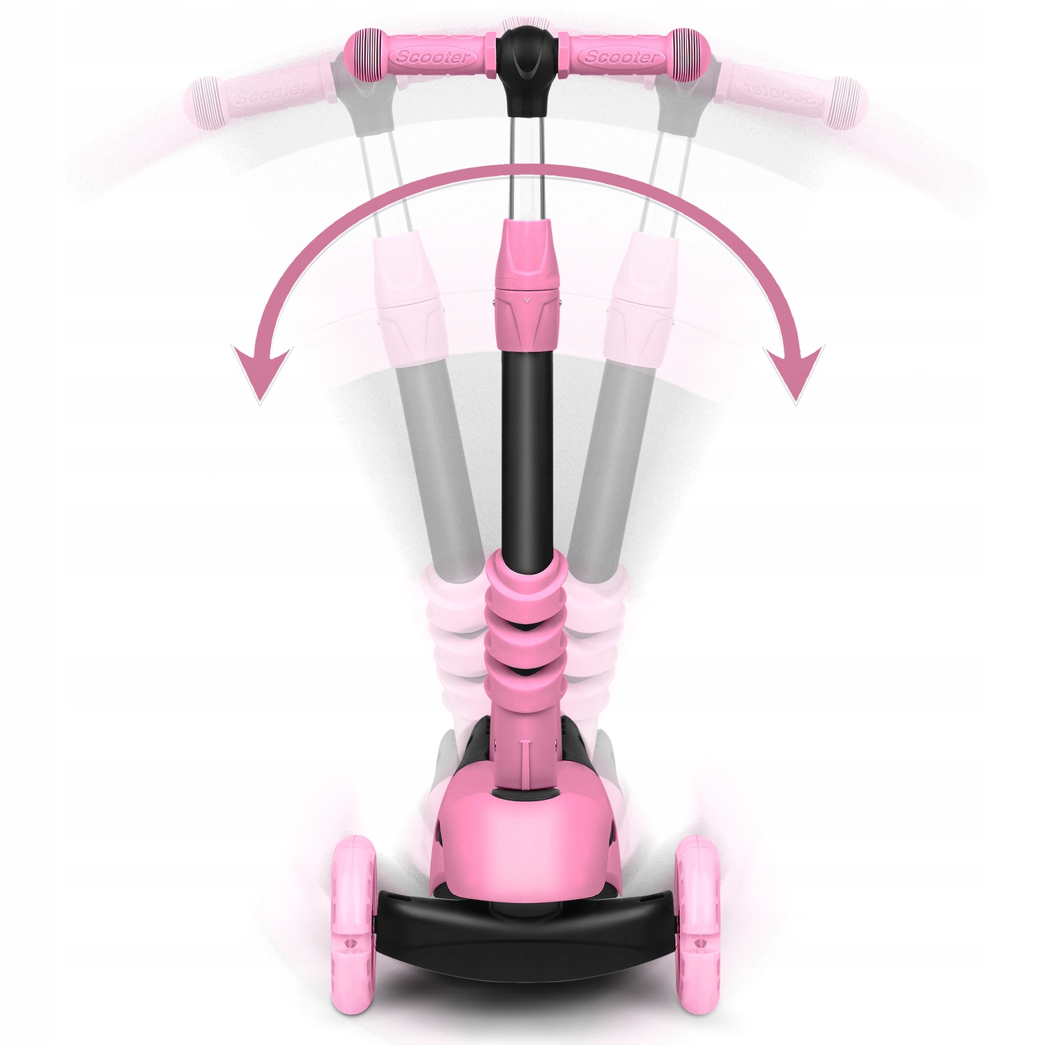 HULAJNOGA DLA DZIEWCZYNKI 3W1 TRÓJKOŁOWA BALANSOWA PCHACZ KOŁA LED ŚWIECI Kolor Czarny Różowy