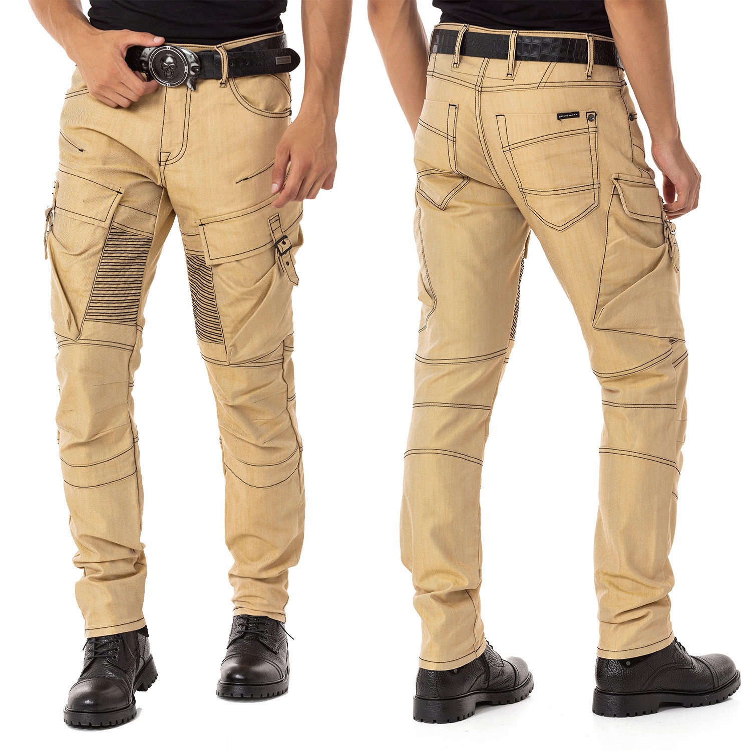 Cipo & Baxx kalhoty pánské CD523 L:34 jeans džíny 38 béžová