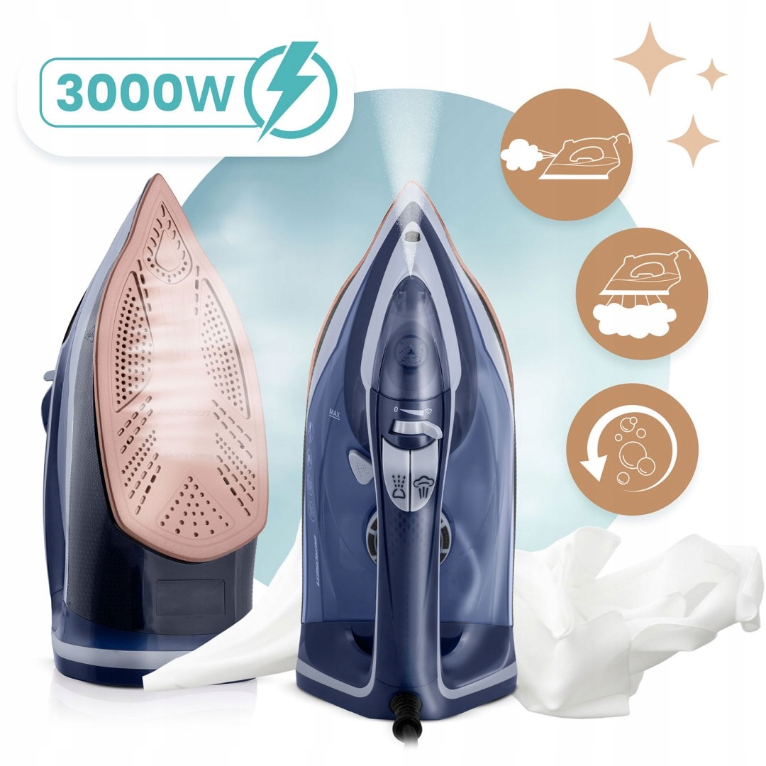 Žehlička Berdsen 9v1 3000W – Keramická noha, Vertikální pára