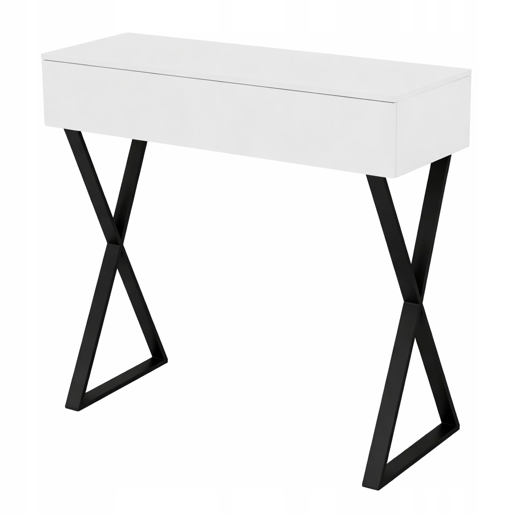 Konzola Toaletka Voga 90 Biely Lesk Čierne Nohy X
